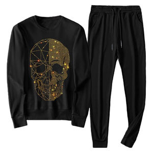 Ensemble de survêtement de luxe personnalisé avec strass, pantalon de jogging et sweat à capuche en diamant, matière de qualité supérieure - Product Image 1