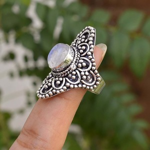 แหวนมูนสโตนเงินแท้ 925 แหวนทำมือสำหรับเธอ - Product Image 4