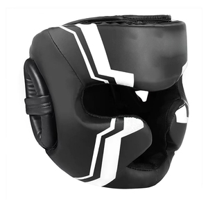 Leather Boxing <b>Head</b> Guard with Custom Logo Breathable Design for MMA Kick Boxing <b>Training</b> - Product Image 1