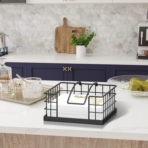 Porte-serviettes de table style ferme avec bras lesté, distributeur de serviettes en bois pour comptoir de cuisine - Product Image 6