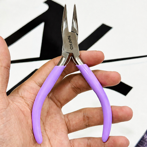 Alicates de punta curva de alta calidad de 130 mm, de acero inoxidable, con mango de PVC, para doblar alambre, herramientas para hacer joyas y manualidades, OEM - Product Image 1