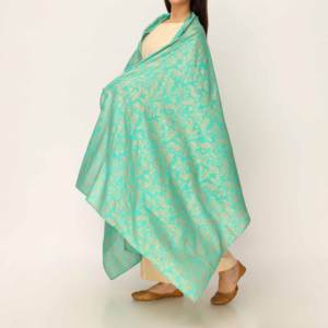 Mousseline de soie unie verte Dupatta PD5512 pour robes de cocktail - Product Image 1