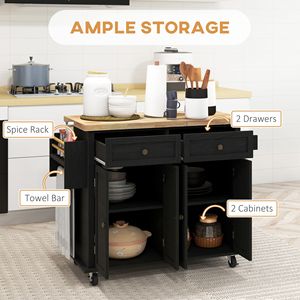 Carrello da Cucina Rotante in Metallo Nero Effetto Invecchiato con Porta Spezie e Piano in Truciolato Resistente - Product Image 4