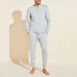 Conjunto de pijama de algodón para hombre, ropa de dormir clásica a rayas, camiseta de manga larga, pantalones a juego, ropa de casa suave y transpirable, traje de noche informal - Product Image 2