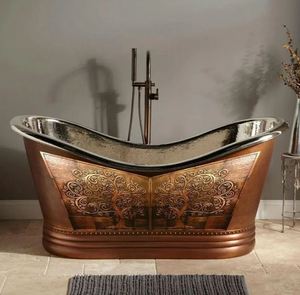 Bañera Independiente de Cobre con Patas, Acabado Esmaltado, sin Tapa, para Adultos - Artesanía India - Product Image 3