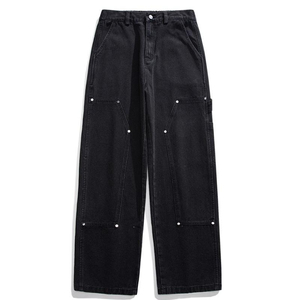 Customization Men's Vintage Men's High Quality Custom Slim Straight Leg Jeans New Fashionable DTG Embroidered Pattern Decoration - Product Image 1