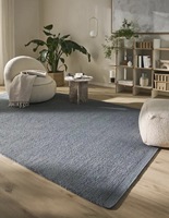 Handgefertigter Baumwoll-Durrie-Teppich Blau Handgewebter Flachwebteppich Niedrigflorig Dünn Moderner Indischer Dhurrie-Teppich für Wohnzimmer Schlafzimmer Boden
