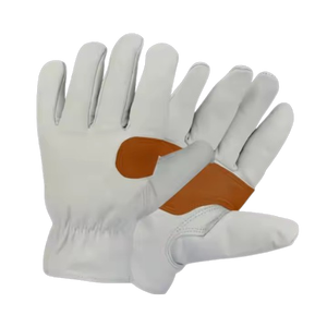 Patch Palm Cowhide Grain Leather General Purpose <b>Driver</b> <b>Gloves</b> Heavy Duty Heat Resistant Construction Hand Protection - Product Image 3