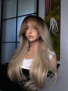 Luxury Quality the <b>Wig</b> No Tangle Vietnamese Raw <b>Human</b> <b>Hair</b> Made From 2 Bundles Light Color Natural Straight <b>HD</b> <b>Lace</b> - Product Image 3
