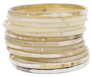 Brazalete de Cuerno de Búfalo Natural Pulido y Ecológico con Incrustaciones de Piedras Preciosas, Estilo Boho Étnico, Joyería Hecha a Mano para Mujer - Product Image 2