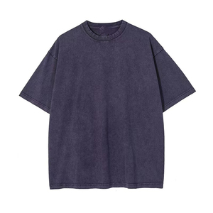 T-shirt Homme Oversize Personnalisé en Coton Épais, Style Vintage Délavé à l'Acide, Col Rond, Manches Courtes, Streetwear - Product Image 3