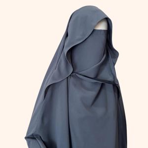Latest Women Design Simplicity Solid Color Ramadan Veil Sewn Together With Two Layers Hijab Women Niqab Khimar Abaya - Product Image 1