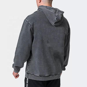 Al por mayor, de alta calidad, 100% algodón, chaquetas de mezclilla con efecto desgastado por el sol, de peso medio, con lavado ácido, sudaderas con capucha extragrandes desgastadas, estilo casual - Product Image 3