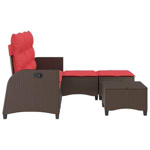 ชุดโซฟาหวายโพลีสีน้ำตาลรูปตัว L 3 ชิ้นพร้อมเบาะรองนั่งสำหรับใช้ในสวน - Product Image 5