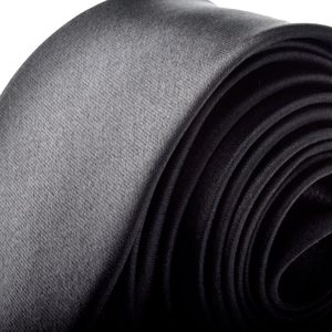 2025ชุดแต่งงานทรงผอมมีสไตล์เนคไทสีดำขนาด2นิ้วสีพื้นของผู้ชาย - Product Image 4