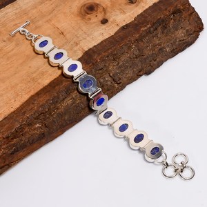 Pulsera vintage de plata de ley con lapislázuli, joyería bohemia hecha a mano, regalo para mujeres y niñas - Product Image 2