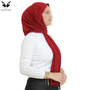 Hijab en jersey rouge uni, tissu extensible doux, style décontracté, respirant, pour femmes, à porter toute l'année - Product Image 6