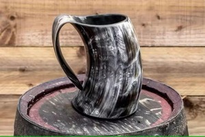 Handmade Viking Drinking Horn Beer Mug Natural Ox Horn Rustic Medieval Norse Ale <b>Cup</b> Barware Gift - Product Image 6