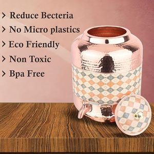 Distributeur d'eau en cuivre avec motif diamant et robinet pour usage domestique - Product Image 2