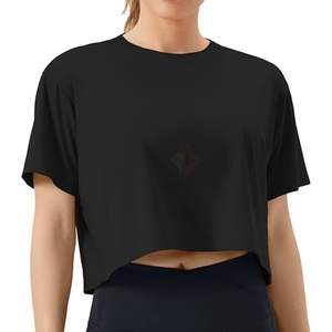 Crop top respirant à séchage rapide, vert sauge, manches courtes, haute élasticité, t-shirt de fitness personnalisé pour femmes - Product Image 5