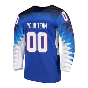 เสื้อฮอกกี้น้ำแข็งผู้ชายไซส์ใหญ่แบบกำหนดเอง บริการ OEM พร้อมปักชื่อทีม หมายเลข และลายแบบซับลิเมชั่น ผลิตจากโพลีเอสเตอร์ 100% - Product Image 2
