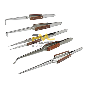 Juego de cinco pinzas médicas de acero inoxidable con cierre cruzado y punta recta curvada para joyería, manualidades y soldadura - Product Image 6