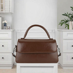 <b>Brown</b> Retro Texture PU Crossbody Shoulder Bag Small Square Handbag Polyester Lining for Daily Use - Product Image 2
