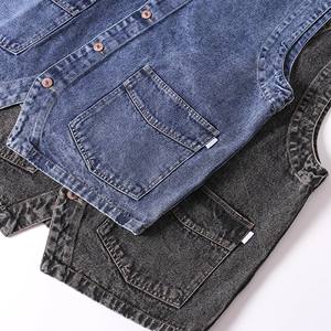 Chaleco Cargo Vaquero Retro para Hombre, Otoño, Algodón Lavado, Multibolsillos, Cuello en V, Casual, Transpirable, para Exteriores - Product Image 6