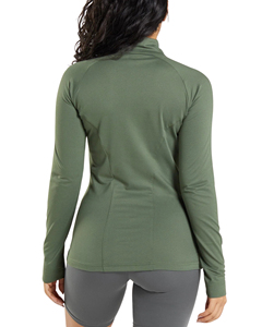 Women's Lightweight Breathable Four-Way Stretch Spandex/Nylon Seamless Full Zip <b>Yoga</b> <b>Jacket</b> Crop Top Thumbholes Stand Collar - Product Image 3