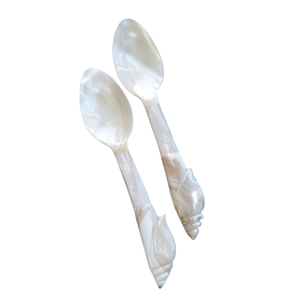 Unique Handmade MOP Shell Spoon Fish Flower Long Handle <b>Mirror</b> Polish Custom Logo Engraved Luxury Party Item Storage - Product Image 2