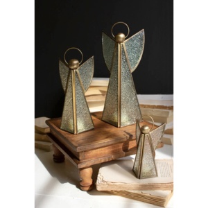 2026 Christmas Decorations <b>Angel</b> Shape Brass Glass <b>Candle</b> Holder in 3 Sizes for Tabletop Home Decor - Product Image 5