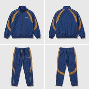 Vintage Color Block Winter Casual <b>Track</b> Suit <b>Men</b> Spandex/Cotton Windbreaker 2 Piece Set Custom Logo Streetwear Sports <b>Jacket</b> - Product Image 1