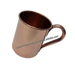 Nouvelle conception plaine pur cuivre métal moscou Mule tasse forme cylindrique avec poignée pour vin café boisson et cadeaux - Product Image 2
