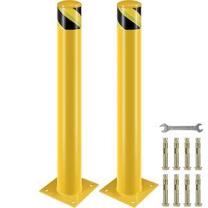 Palo di Sicurezza Giallo in Acciaio, Altezza 36 Pollici, Diametro 4,5 Pollici, per Barriere Stradali - Product Image 1