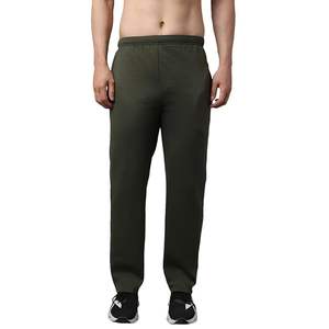 Pantalones Deportivos Sólidos para Hombre, Mezcla de Algodón y Poliéster, Tejido Transpirable, Pantalones Casuales con Cordón Ajustable, Puños Elásticos y Bolsillos Laterales - Product Image 1