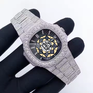 Montre de luxe unisexe ovale en acier inoxydable à quartz avec cadran serti de diamants, affichage analogique, fermoir déployant, 42 mm, verre saphir - Product Image 3