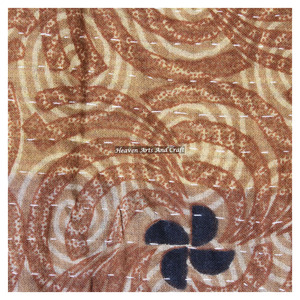 Edredón Kantha Gudari GD077 Edredón Kantha Gudari Indio Reversible cosido a mano tiro pesado viejo Sari Manta parche Trabajo pesado - Product Image 6