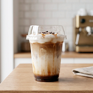 Transparent PP <b>Plastic</b> <b>Cup</b> With Dome Lid For Cold Beverages Coffee Tea Round Disposable <b>Cup</b> 95mm - Product Image 1