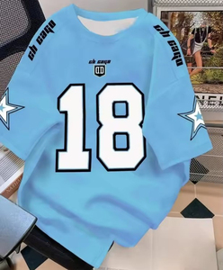 OEM Wholesale 100% Polyester Short Sleeve Printed T-Shirt High Quality American Football Jersey Custom Logo Summer <b>Plus</b> <b>Size</b> - Product Image 1