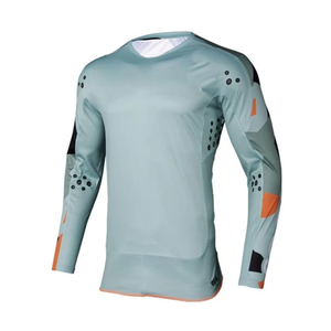 Jersey de Motociclismo de Manga Larga para Hombre, Logotipo Personalizado OEM, Azul Claro y Negro, Impresión por Sublimación, Secado Rápido, Manga Completa, Adulto, Todas las Temporadas - Product Image 1