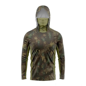 Hoodie de pêche intégral 100% polyester imperméable et respirant, design sublimé, manches longues, UPF35, séchage rapide, pull-over - Product Image 2