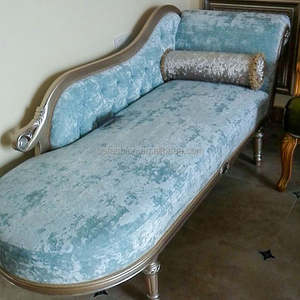 <span class=keywords><strong>Chaise</strong></span> <span class=keywords><strong>Longue</strong></span> de Madera Maciza Estilo Francés, Sofá Cama Tapizado en <span class=keywords><strong>Terciopelo</strong></span> <span class=keywords><strong>Azul</strong></span> con Detalles Dorados, Muebles para el Hogar, Apartamento, Sala de Estar, Dormitorio, Hotel - Product Image 5