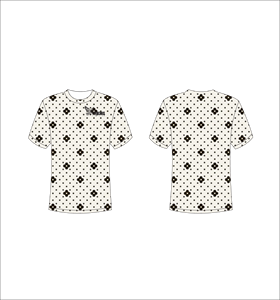 T-shirt personnalisé sublimé imprimé intégral motif floral à pois beige et noir unisexe col rond respirant en polyester Ferocious - Product Image 1