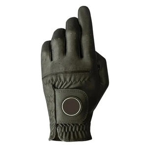 Premium Genuine Leather Golf Gloves Black <b>Full</b> Finger Non <b>Slip</b> Breathable Buckle Closure Yellow Stripe Unisex Sports Wear - Product Image 5