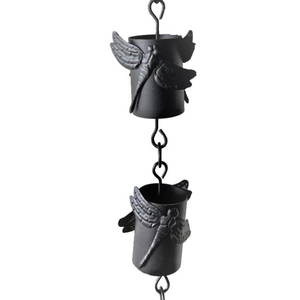 Cadena de lluvia de metal con diseño de mariposa y copa de loto azul, alternativa decorativa para canalones y tuberías de drenaje, atrapador de agua para jardín y drenaje de aleros. - Product Image 2