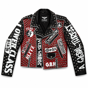 เสื้อแจ็คเก็ตหนังแท้คุณภาพสูงสำหรับผู้ชาย ยี่ห้อ FURAT LEATHERS แบบ Biker Motorcycle คอตั้ง ซิปหน้า มีโลโก้ ระบายอากาศได้ดี สวมใส่สบาย - Product Image 1