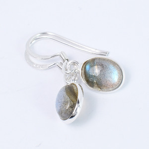 Natural Labradorite Cabochon Oval Gemstone Trendy <b>Handmade</b> <b>Jewelry</b> Wholesale 925 Sterling Silver Bezel Drop Dangle Earrings - Product Image 5