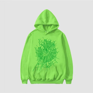 Sweat-shirt à capuche noir pour homme, imprimé toile d'araignée, décontracté, en coton tricoté, coupe classique, avec logo sur le devant - Product Image 2