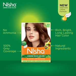 Nisha 100% gris cobertura Natural marrón crema color de cabello para mujeres de larga duración 20G + 20ml bolsa tinte permanente para el cabello - Product Image 4