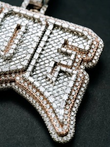 Geometric 925 Silver Pendant Minimalist Charm Everyday Wear Pendant Hip Hop Iced Out Pendant Custom <b>Name</b> Letter Pendant For Men - Product Image 4